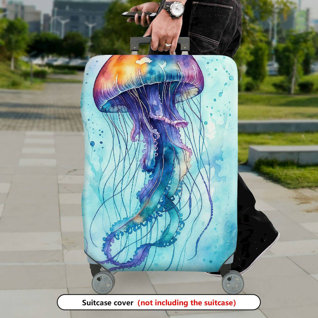 1-Piece Colorful Jellyfish Ocean Marine Sea Animal Artistic  Suitcase Luggage Cover, Stretch Protective Sleeve