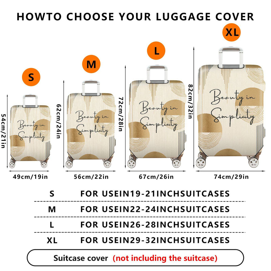 1-Piece Abstract Geometric Minimalist Beige Artistic Modern  Suitcase Luggage Cover, Stretch Protective Sleeve