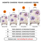 1-Piece Purple Floral Pattern  Stretch Luggage  Suitcase Luggage Cover, Stretch Protective Sleeve