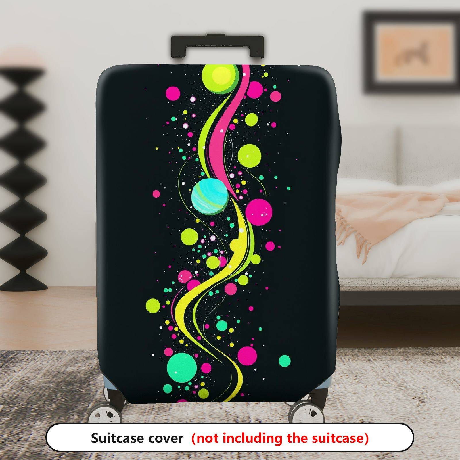 1-Piece Abstract Colorful Dots Circles Line  Suitcase Luggage Cover, Stretch Protective Sleeve