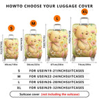 1-Piece Bear Flower Bow Nature Pastoral  Suitcase Luggage Cover, Stretch Protective Sleeve