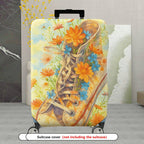 1-Piece Floral Shoe Blue Orange Yellow Artistic Vintage Creative  Suitcase Luggage Cover, Stretch Protective Sleeve