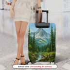 1-Piece Forest Mountain Stream Natural Scenery Landscape Art  Suitcase Luggage Cover, Stretch Protective Sleeve