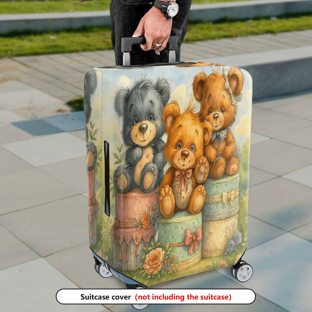 1-Piece Cute  Animal Teddy Bear Flower Bow  Suitcase Luggage Cover, Stretch Protective Sleeve