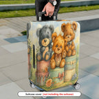 1-Piece Cute  Animal Teddy Bear Flower Bow  Suitcase Luggage Cover, Stretch Protective Sleeve