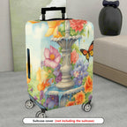 1-Piece Fountain Floral Butterfly Colorful Nature Art  Suitcase Luggage Cover, Stretch Protective Sleeve