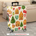 1-Piece Gingerbread House Christmas Tree Heart Ornament Gift  Suitcase Luggage Cover, Stretch Protective Sleeve