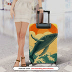 1-Piece Whale Sunset Ocean Wave Travel Art  Suitcase Luggage Cover, Stretch Protective Sleeve