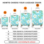 1-Piece Floral Leaf Blue White Travel  Suitcase Luggage Cover, Stretch Protective Sleeve