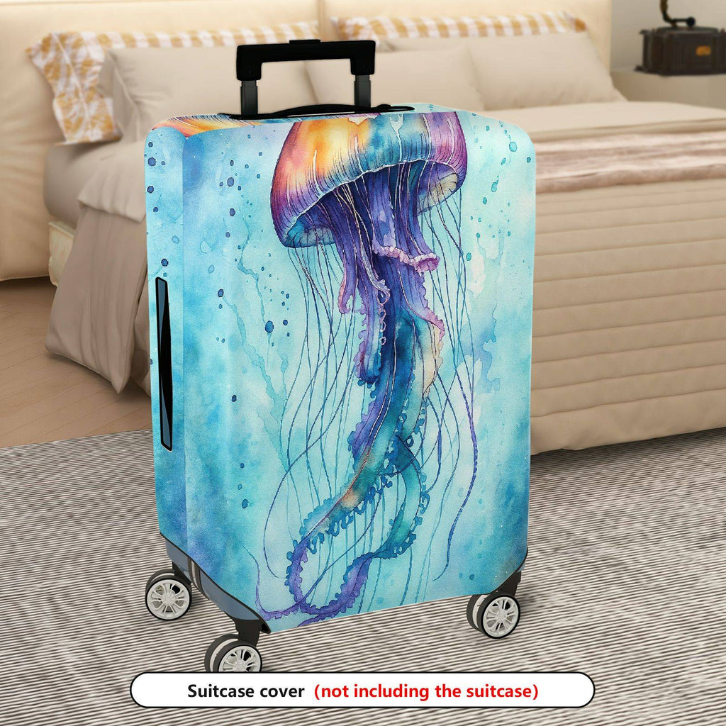 1-Piece Colorful Jellyfish Ocean Marine Sea Animal Artistic  Suitcase Luggage Cover, Stretch Protective Sleeve