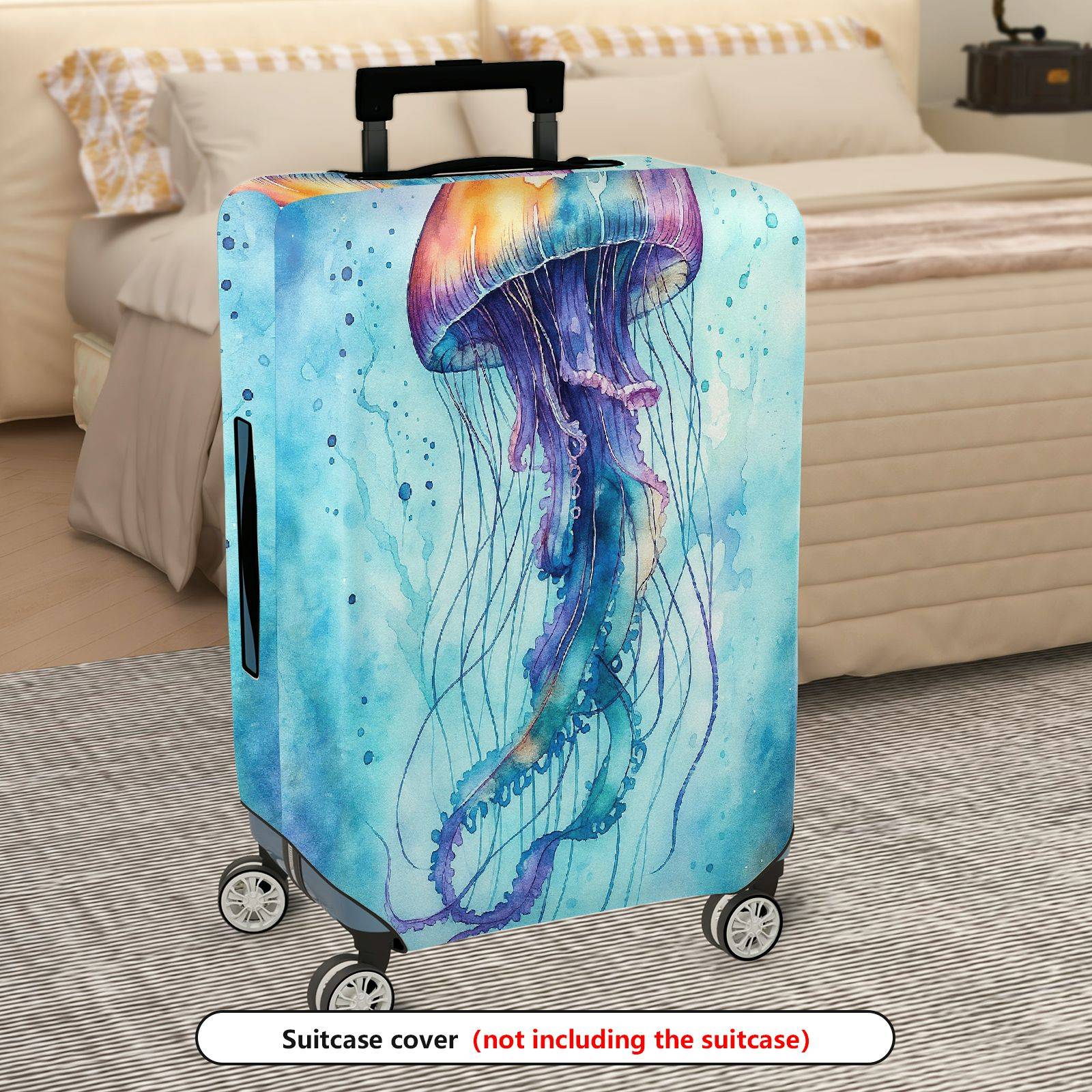 1-Piece Colorful Jellyfish Ocean Marine Sea Animal Artistic  Suitcase Luggage Cover, Stretch Protective Sleeve