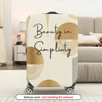 1-Piece Abstract Geometric Minimalist Beige Artistic Modern  Suitcase Luggage Cover, Stretch Protective Sleeve