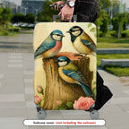 1-Piece Vintage Bird Tree Flower Pastoral  Suitcase Luggage Cover, Stretch Protective Sleeve