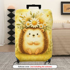 1-Piece Cute Animal Flower Hedgehog Yellow Nature Vintage  Suitcase Luggage Cover, Stretch Protective Sleeve