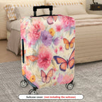1-Piece Floral Butterfly Pink Abstract Garden Artistic Whimsical  Suitcase Luggage Cover, Stretch Protective Sleeve