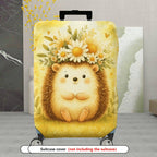 1-Piece Cute Animal Flower Hedgehog Yellow Nature Vintage  Suitcase Luggage Cover, Stretch Protective Sleeve