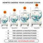 1-Piece Whale Butterfly Flower Watercolor Artistic Nautical  Suitcase Luggage Cover, Stretch Protective Sleeve