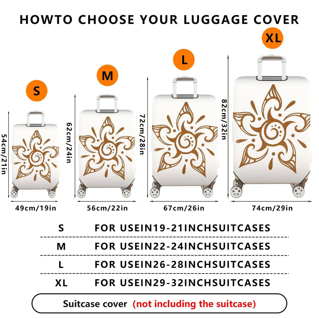 1-Piece Abstract Floral Geometric Mandala Art Bohemian  Suitcase Luggage Cover, Stretch Protective Sleeve