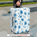 1-Piece Blue Flower Pattern Travel Luggage  Suitcase Luggage Cover, Stretch Protective Sleeve