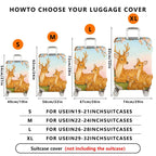 1-Piece Deer Tree Flowers Grass Family  Suitcase Luggage Cover, Stretch Protective Sleeve