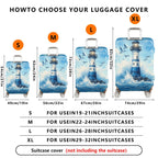 1-Piece Lighthouse Seascape Waves Birds Ocean Nautical  Suitcase Luggage Cover, Stretch Protective Sleeve
