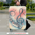 1-Piece Musical Piano Note Heart Art Pattern  Suitcase Luggage Cover, Stretch Protective Sleeve
