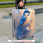 1-Piece Blue Bird Floral Nature Artistic  Suitcase Luggage Cover, Stretch Protective Sleeve