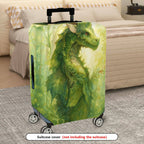 1-Piece Green Dragon Fantasy Forest Mystical Artistic  Suitcase Luggage Cover, Stretch Protective Sleeve