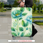 1-Piece Blue Floral Greenery Artistic Pastoral Nature Pattern  Suitcase Luggage Cover, Stretch Protective Sleeve