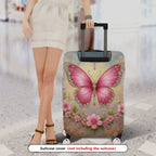 1-Piece Pink Butterfly Flower Sparkle Decorative Travel  Suitcase Luggage Cover, Stretch Protective Sleeve