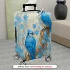 1-Piece Blue Bird Nature Leaves Floral Artistic  Suitcase Luggage Cover, Stretch Protective Sleeve