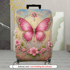 1-Piece Pink Butterfly Flower Sparkle Decorative Travel  Suitcase Luggage Cover, Stretch Protective Sleeve