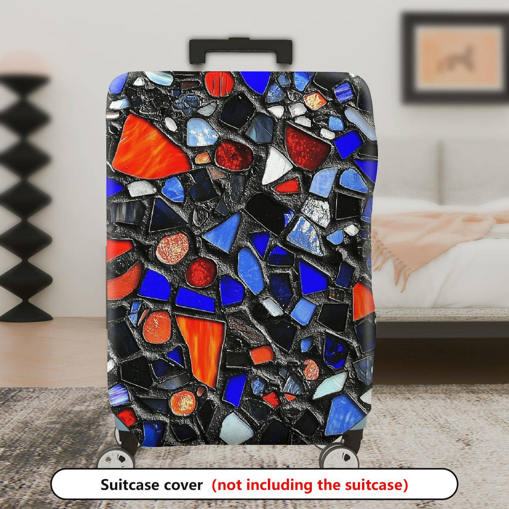 1-Piece Abstract Colorful Mosaic Geometric Artistic Vibrant  Suitcase Luggage Cover, Stretch Protective Sleeve