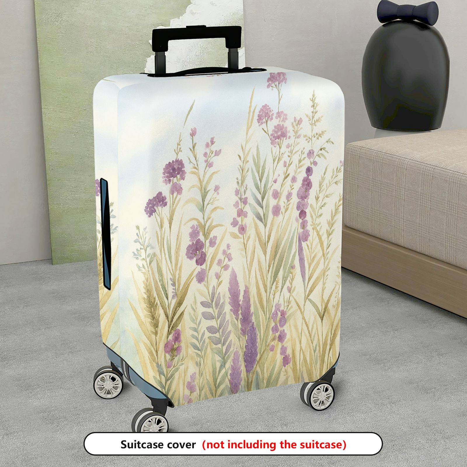 1-Piece Retro Floral Pastoral Wildflower Landscape Nature  Suitcase Luggage Cover, Stretch Protective Sleeve