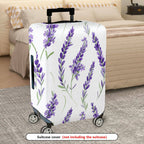 1-Piece White Lavender Floral Elegant Botanical Artistic  Suitcase Luggage Cover, Stretch Protective Sleeve