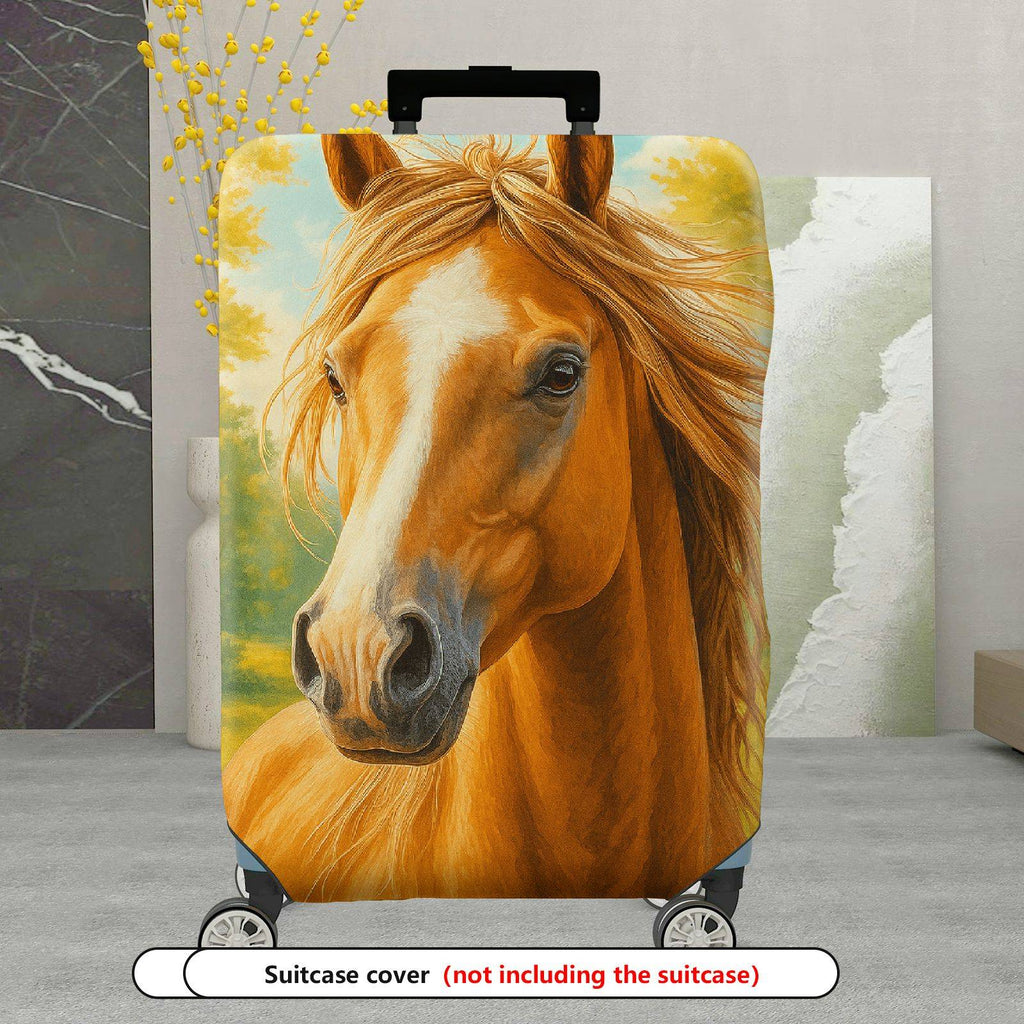 1-Piece Horse Art Nature Scenery Yellow Sky Forest  Suitcase Luggage Cover, Stretch Protective Sleeve