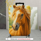 1-Piece Horse Art Nature Scenery Yellow Sky Forest  Suitcase Luggage Cover, Stretch Protective Sleeve