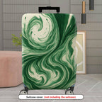 1-Piece Swirling Green Artistic Abstract Pattern Unique Stylish  Suitcase Luggage Cover, Stretch Protective Sleeve
