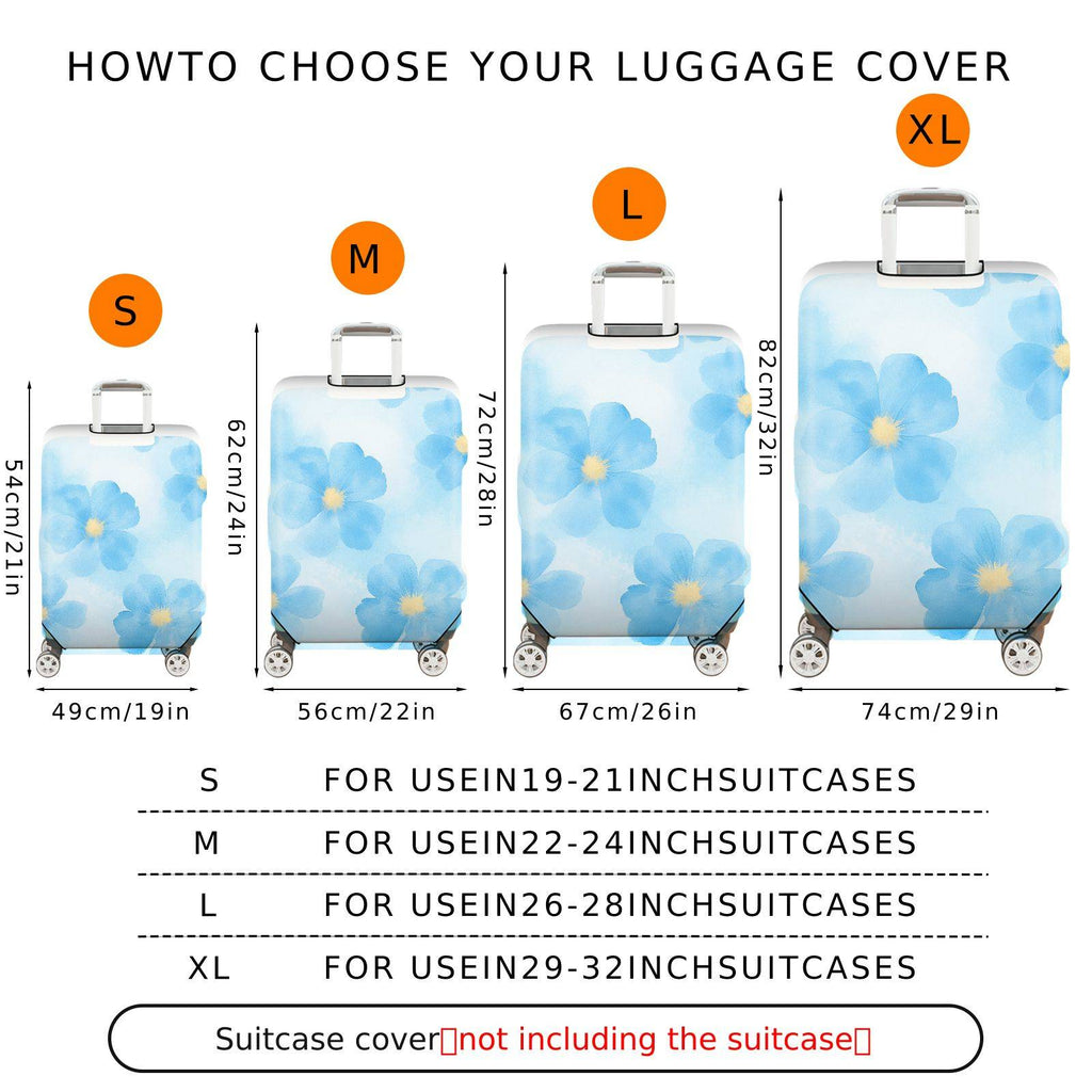 1-Piece Floral Blue Yellow Flower Abstract Art Travel  Suitcase Luggage Cover, Stretch Protective Sleeve