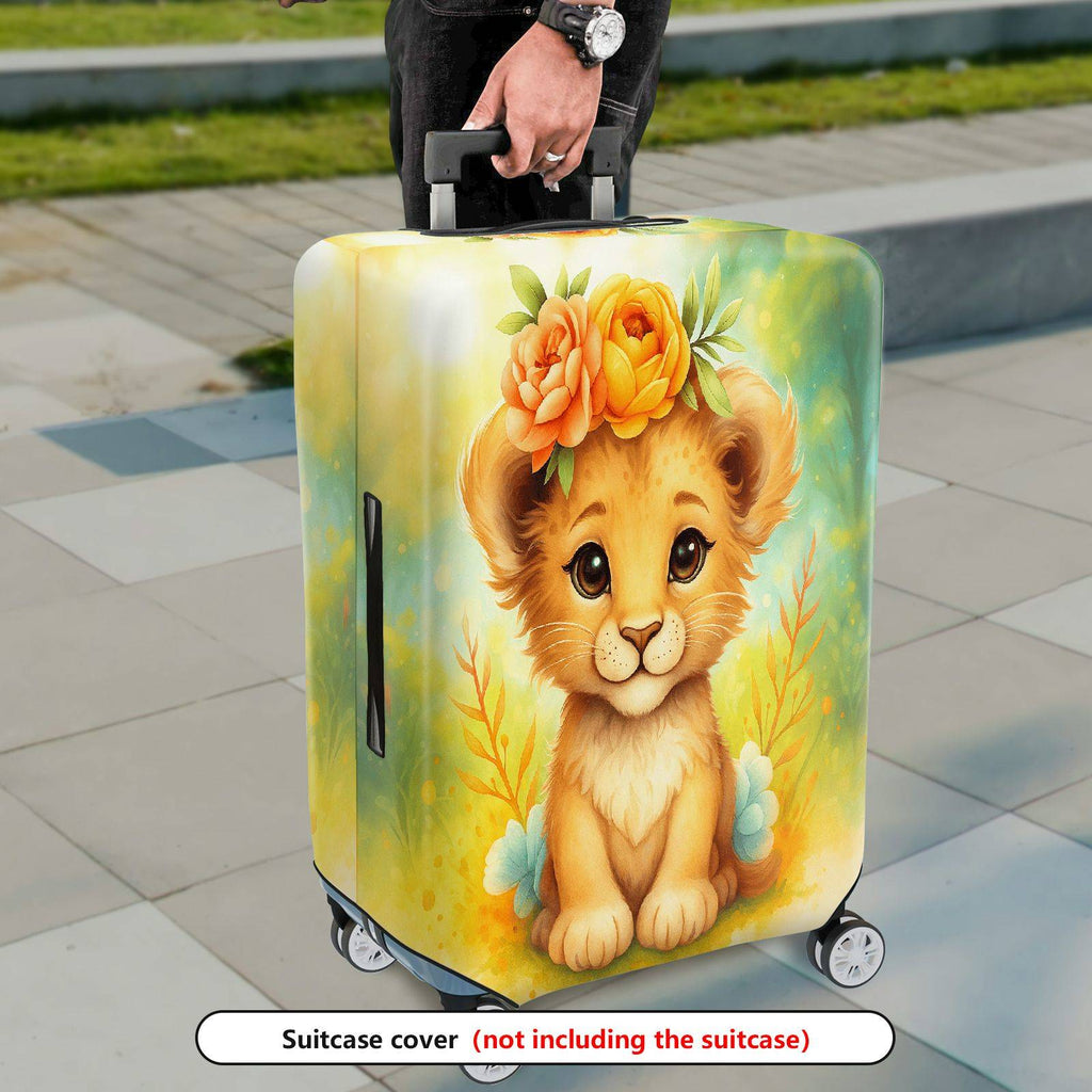 1-Piece Cute Puppy Floral  Colorful Artistic  Suitcase Luggage Cover, Stretch Protective Sleeve