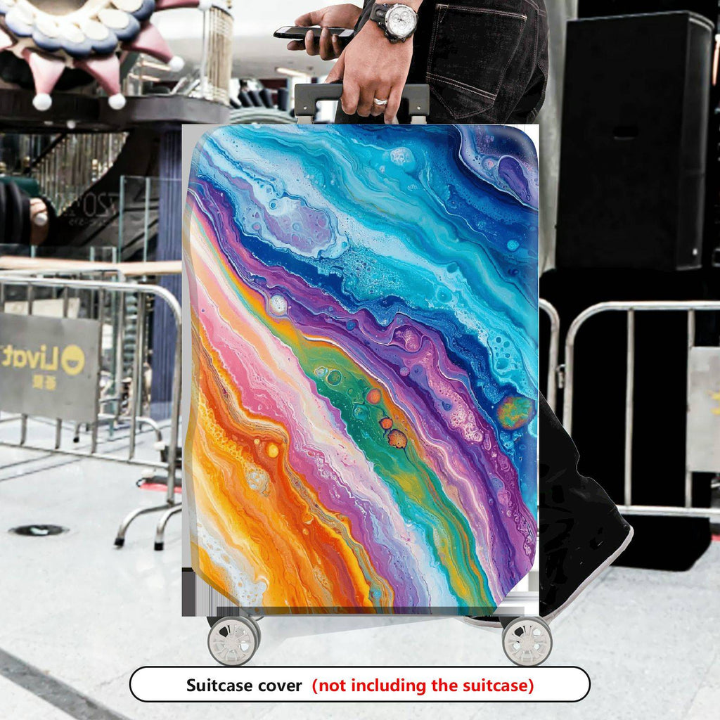 1-Piece Abstract Colorful Artistic Vibrant Fluid Marble  Suitcase Luggage Cover, Stretch Protective Sleeve