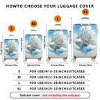 1-Piece Fantasy Castle Cloud Sky Blue Artistic  Suitcase Luggage Cover, Stretch Protective Sleeve