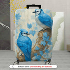 1-Piece Blue Bird Nature Leaves Floral Artistic  Suitcase Luggage Cover, Stretch Protective Sleeve
