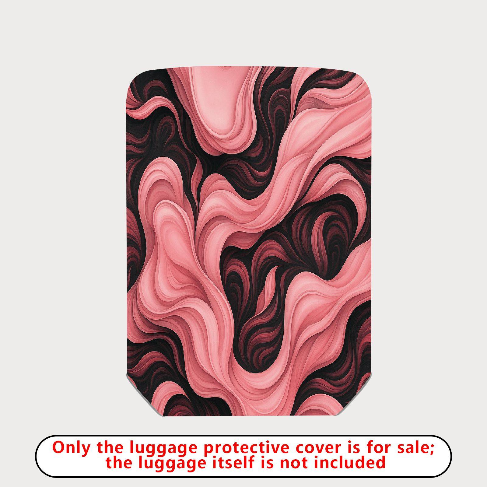 1-Piece Abstract Artistic Flowing Pink Black Swirl  Suitcase Luggage Cover, Stretch Protective Sleeve