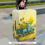 1-Piece Summer Sunflower Farm Vintage Truck Nature Art  Suitcase Luggage Cover, Stretch Protective Sleeve