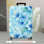 1-Piece Blue Watercolor Tropical Floral Gradient Leaves  Suitcase Luggage Cover, Stretch Protective Sleeve