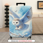 1-Piece Snow Owl Winter Nature Animal Art  Suitcase Luggage Cover, Stretch Protective Sleeve