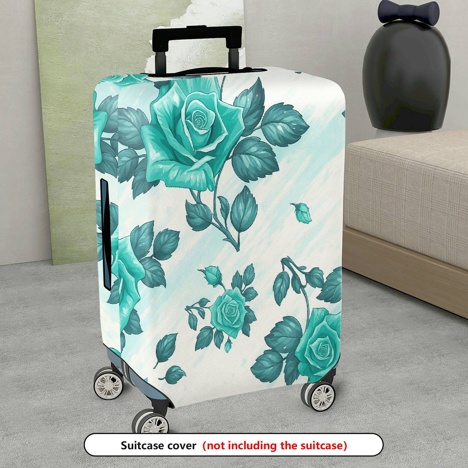 1-Piece Blue Rose Floral Artistic Elegant Stylish Chic  Suitcase Luggage Cover, Stretch Protective Sleeve