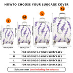 1-Piece White Lavender Floral Elegant Botanical Artistic  Suitcase Luggage Cover, Stretch Protective Sleeve