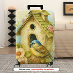 1-Piece Birdhouse Floral Vintage Artistic Nature Travel  Suitcase Luggage Cover, Stretch Protective Sleeve